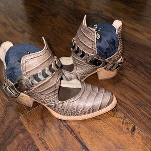 Freebird Textured Brown Ankle Booties